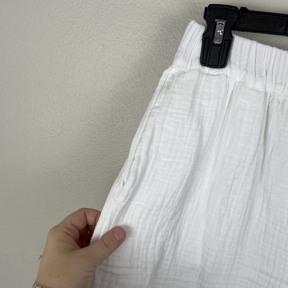 Madewell Lightspun Oversized Pajama Short Size S White Gauze Elastic Waist - Picture 3 of 5